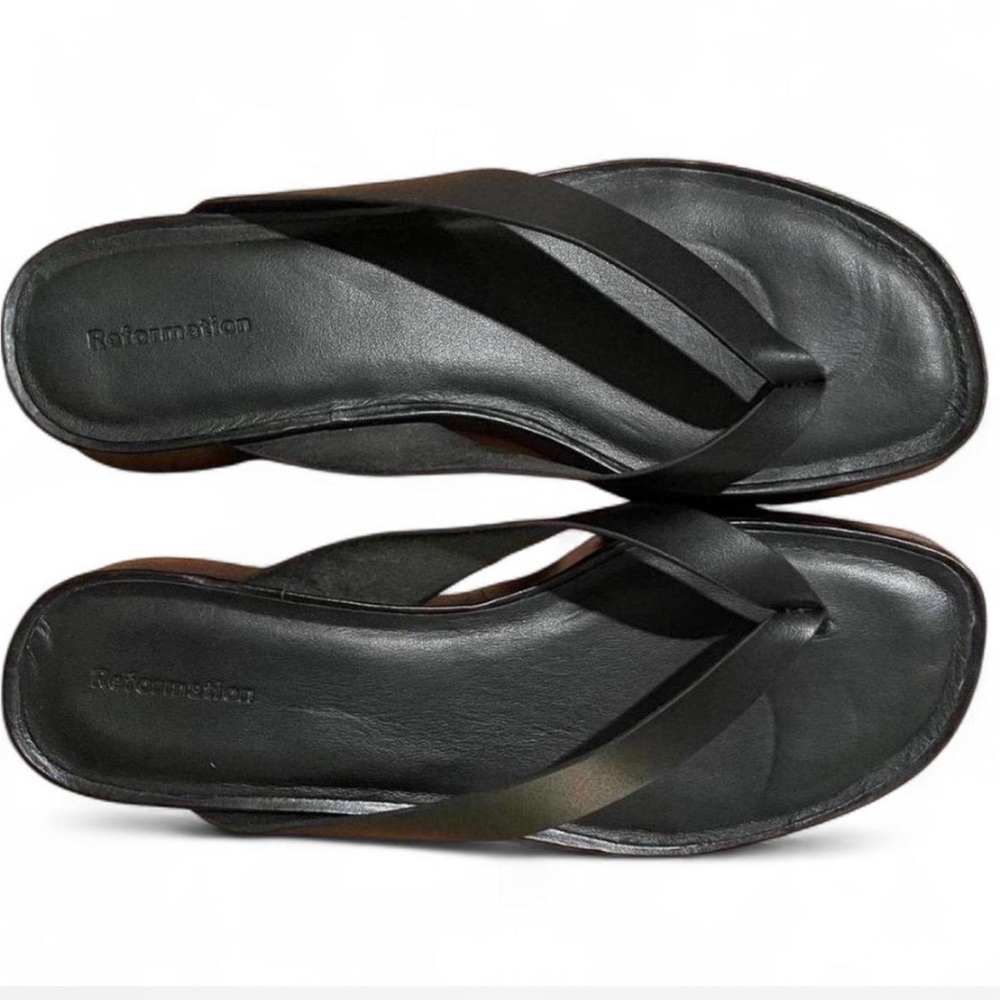 Reformation black leather platform sandals